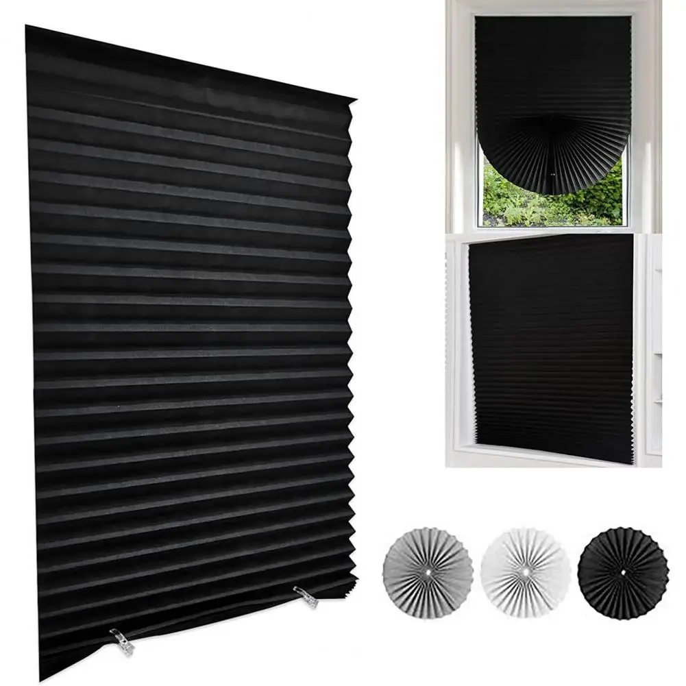 Persianas de ventana inalámbricas cortadas en el tamaño, persianas temporales sin taladro, persianas plisadas para puertas de ventanas, hogar, dormitorio, cocina