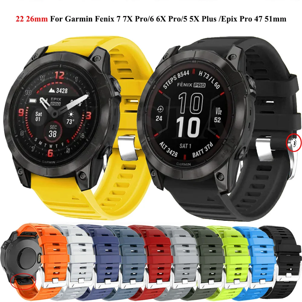 1:1 22mm ajuste rápido pulseira para garmin fenix 7 7x fenix 6 6x pro fenix 5 5x mais forerunner 955 935 silicone pulseira para epix