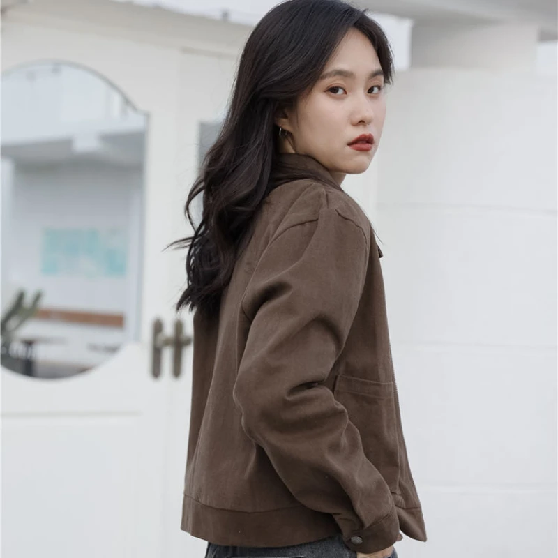 Basic Jackets Women Solid Vintage Slim Office Ladies Leisure Female Outerwear Korean Short Style Chic Spring Autumn New Arrival