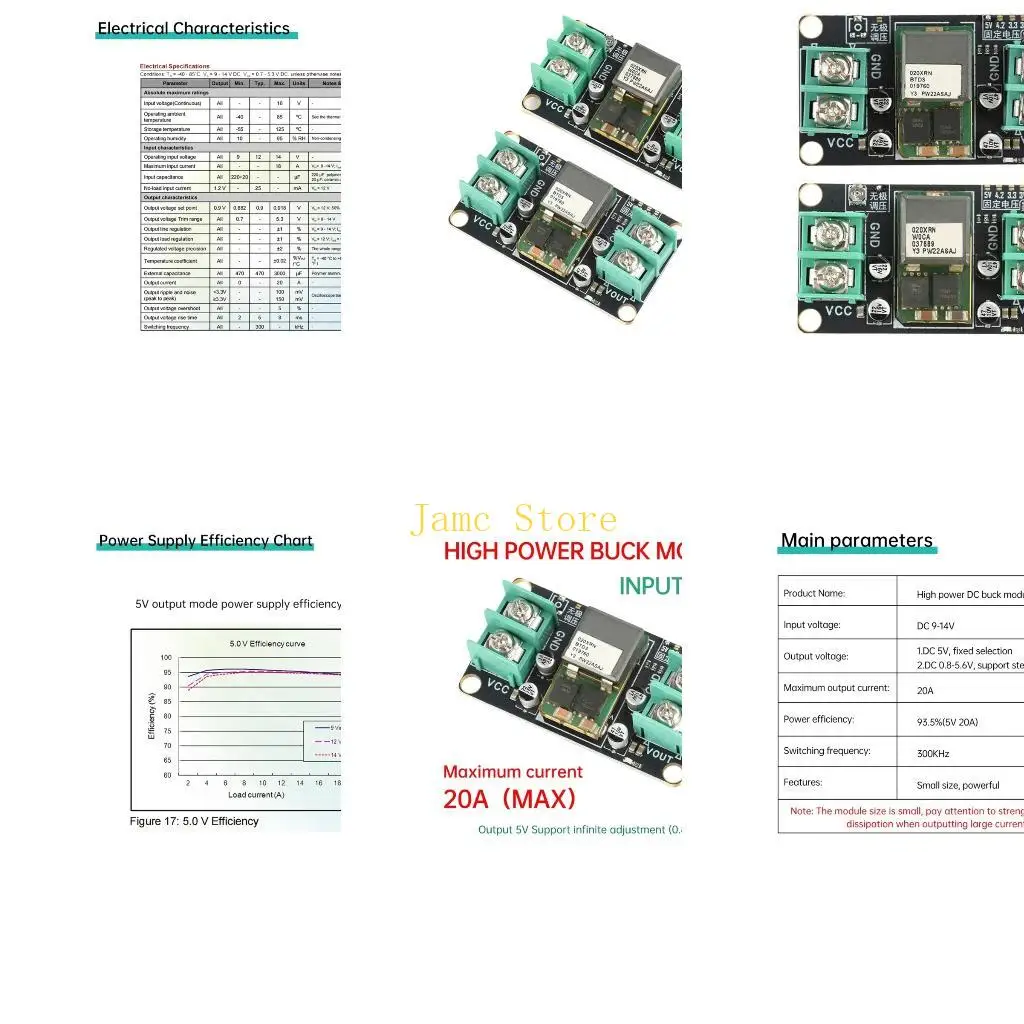 

LX0B DCDC Buckk Converters Module 20A Output Adjustable Voltages from DC9-14V