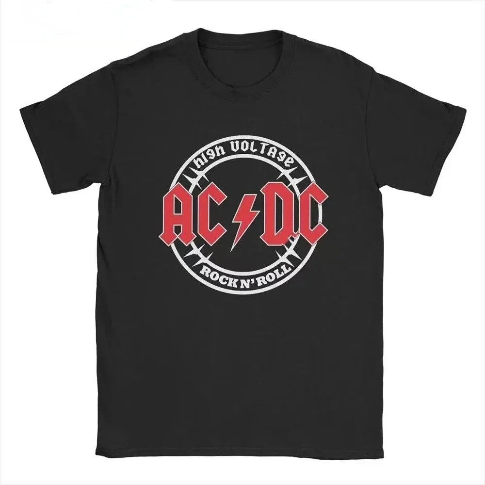 2024 Novelty AC DC Rock Print Tshirt Music T Shirts Men Women Male Cotton Hip Hop Band Fashion Oversized T-shirts Summer Clothes