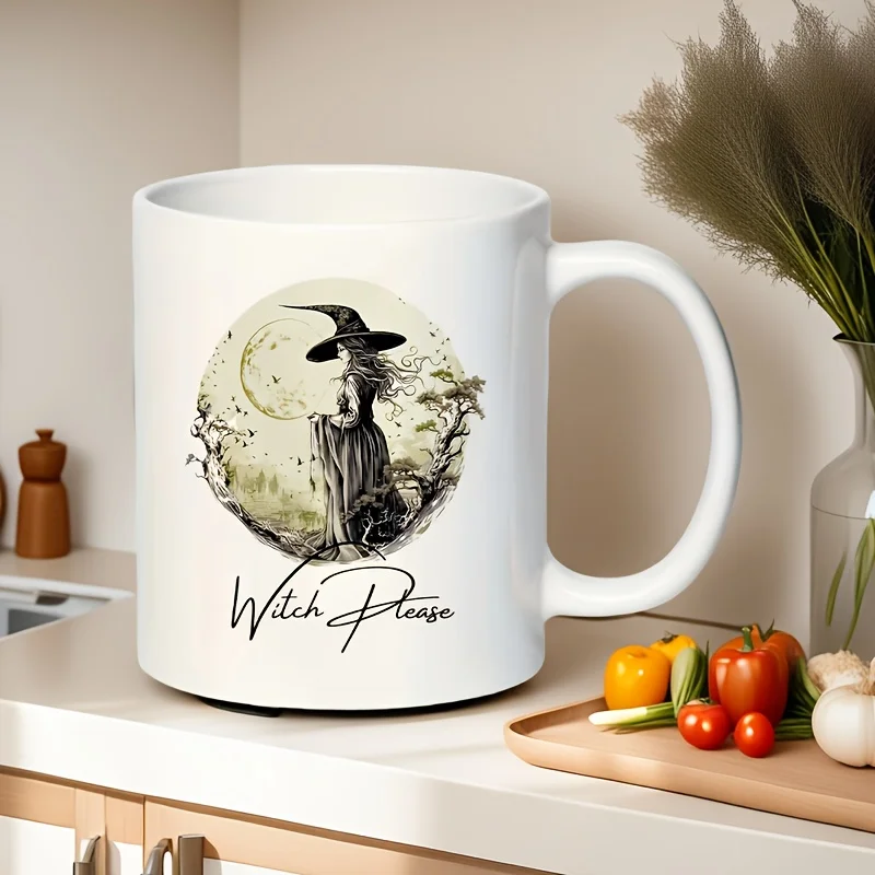 1 cup with a Halloween witch pattern, machine washable, suitable for restaurant kitchens