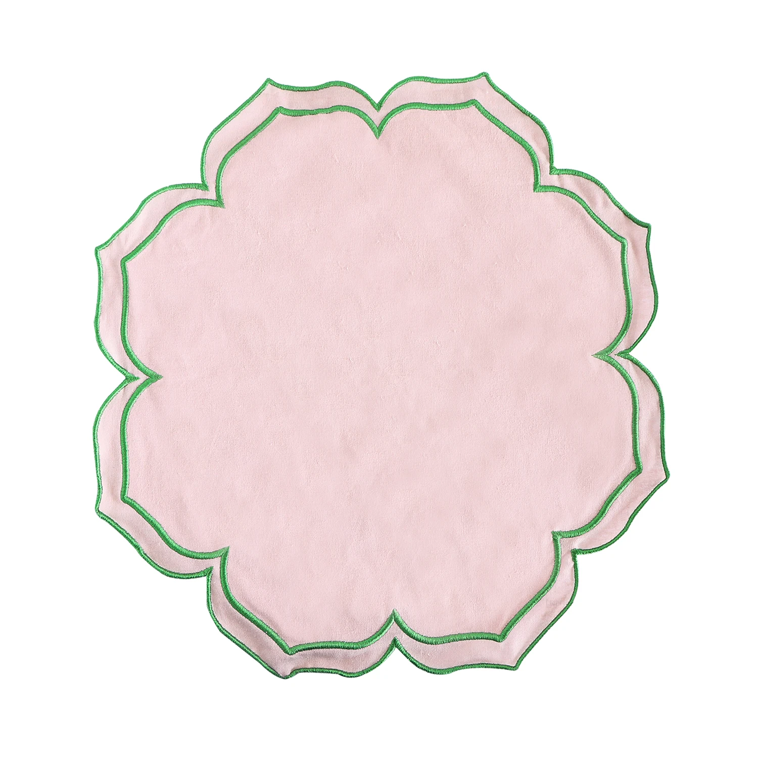 Sousplat Rosa com Borda Verde – Impermeável e Lavável para Mesa de Jantar e Decoração de Cozinha Doméstica