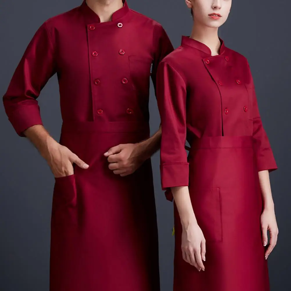 Restaurant Uniform Trendy Anti-pilling Chef Shirt Unisex Adult Kitchen Chef Coat Work Clothing