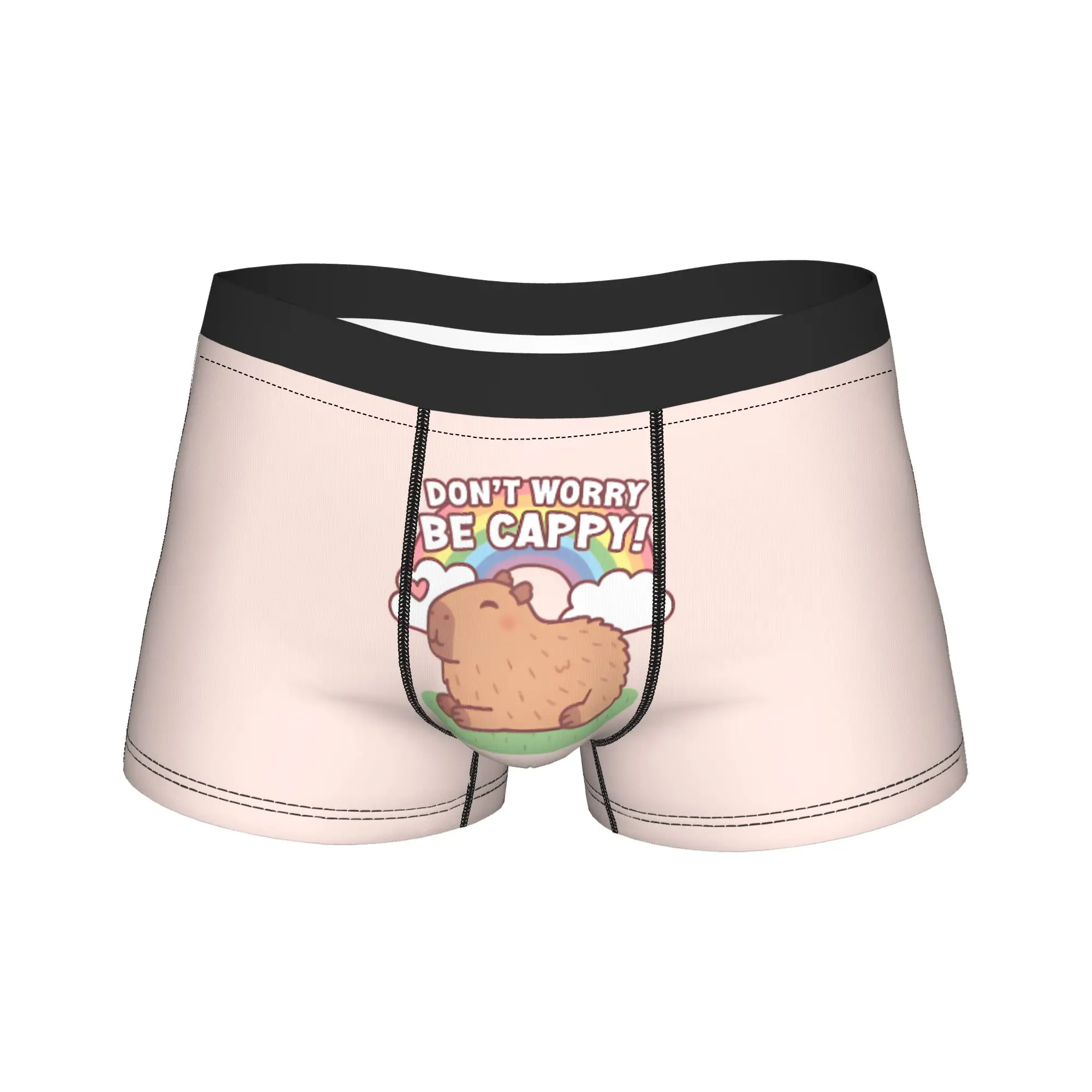 

Men Cute Capybara And Rainbow Underwear Don't Worry Be Cappy Funny Boxer Briefs Shorts Panties Homme Breathable Underpants S-XXL