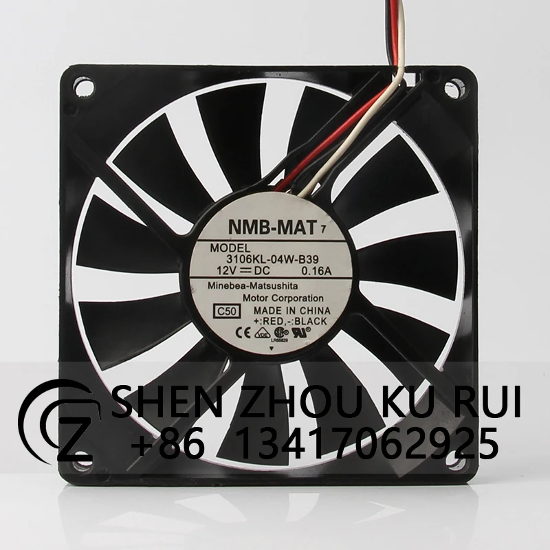 3106KL-04W-B39 Case Fan for NMB 80X80X15MM 8CM 8015 12V 0.16A 3-wires Server Inverter Power Supply High Airflow Cooling Fan