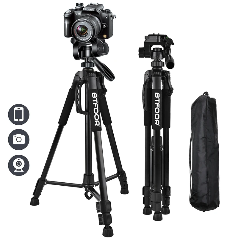 Tripé de Alumínio para Telefone e Câmera DSLR 140cm
