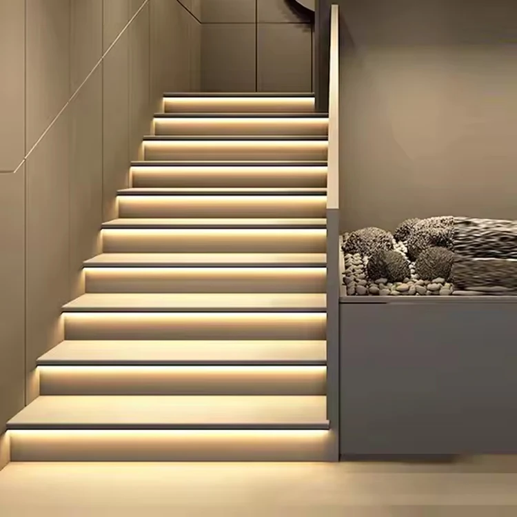 Smart Motion Sensor Stair Lights Step Lighting Kit 24v Dimmable Light Emitting Diode Aluminum with Remote Control for Indoor
