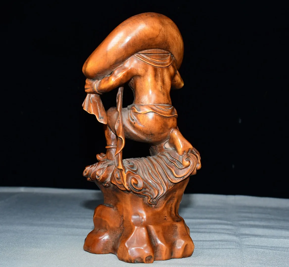 

7-дюймовая статуэтка Ветрового Бога из старого самшита, бессмертный бог-хранитель, управляющий ветром, для учебы, накопления богатства, украшение для дома/дачи.