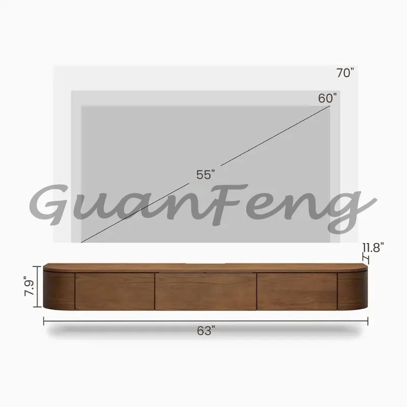 Modern Luxury Floating Wall Mounted Wood TV Stand Living Room TV Cabinet with Hidden Storage Space