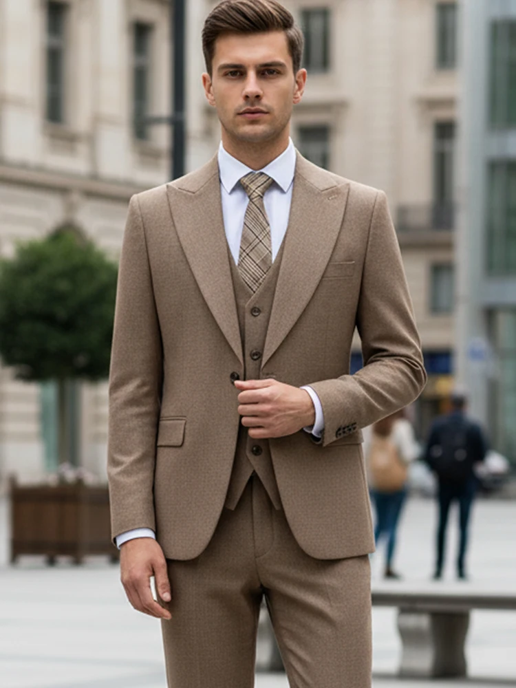 

ST Cassy костюм из трех предметов (куртка + жилет + брюки) Высококачественный классический деловой пакет Мужской костюм Slim Fit Деловой офис свадьба