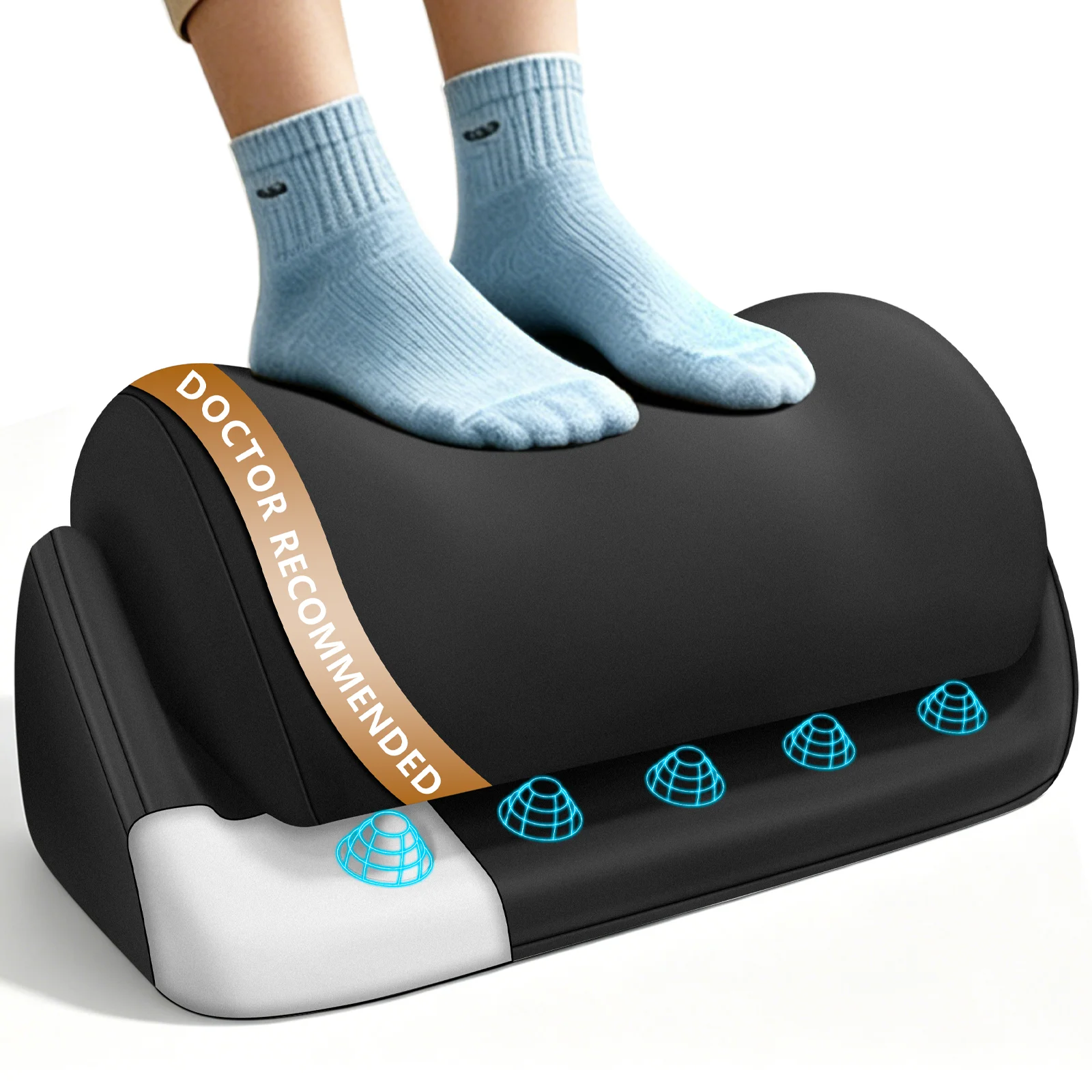 Ergonomic Multi Functional Foot Rest Cushion, Memory Foam Foot Support Pillow to Reduce Foot Fatigue and Aches, Contoured Design, Washable Cover, Great for Under Desk, Car Seat, Airplane and Long Time Sitting