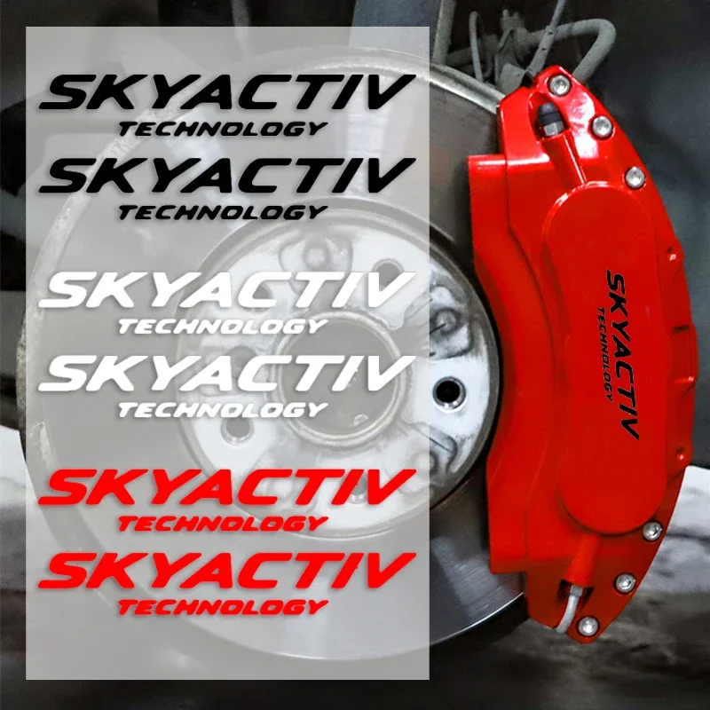 6pcs SKYACTIV Logo Car Caliper Refitted Sticker for Mazda 2 3 CX-3 CX-30 CX-5 MX-30 Hatchback Saloon Hybrid Styling Decoration