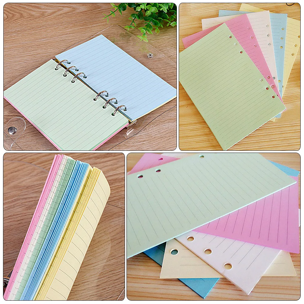 100 pezzi di ricariche per notebook a fogli mobili A5 inserti di carta staccabili scrittura liscia planner ricarica raccoglitore a 6 fori carta di ricambio
