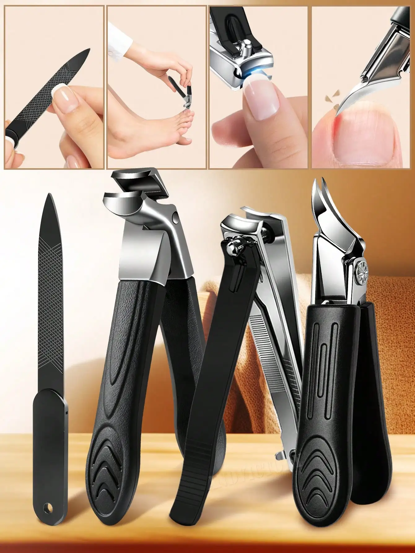 

2/4pcs Nail Clipper Set, Suitable For Ingrown Nails & Thick Nails, Professional Heavy Duty Nail Clippers, Pedicure & Manicure Tools