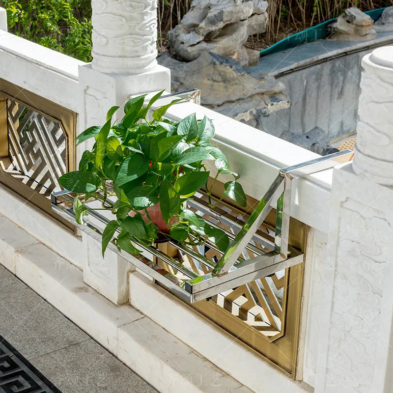 

Stainless Steel Hanging Flower Stand Wrought Iron Window Sill Holder Outdoor Balcony Plant Shelf Sturdy Succulent Pot Bracket