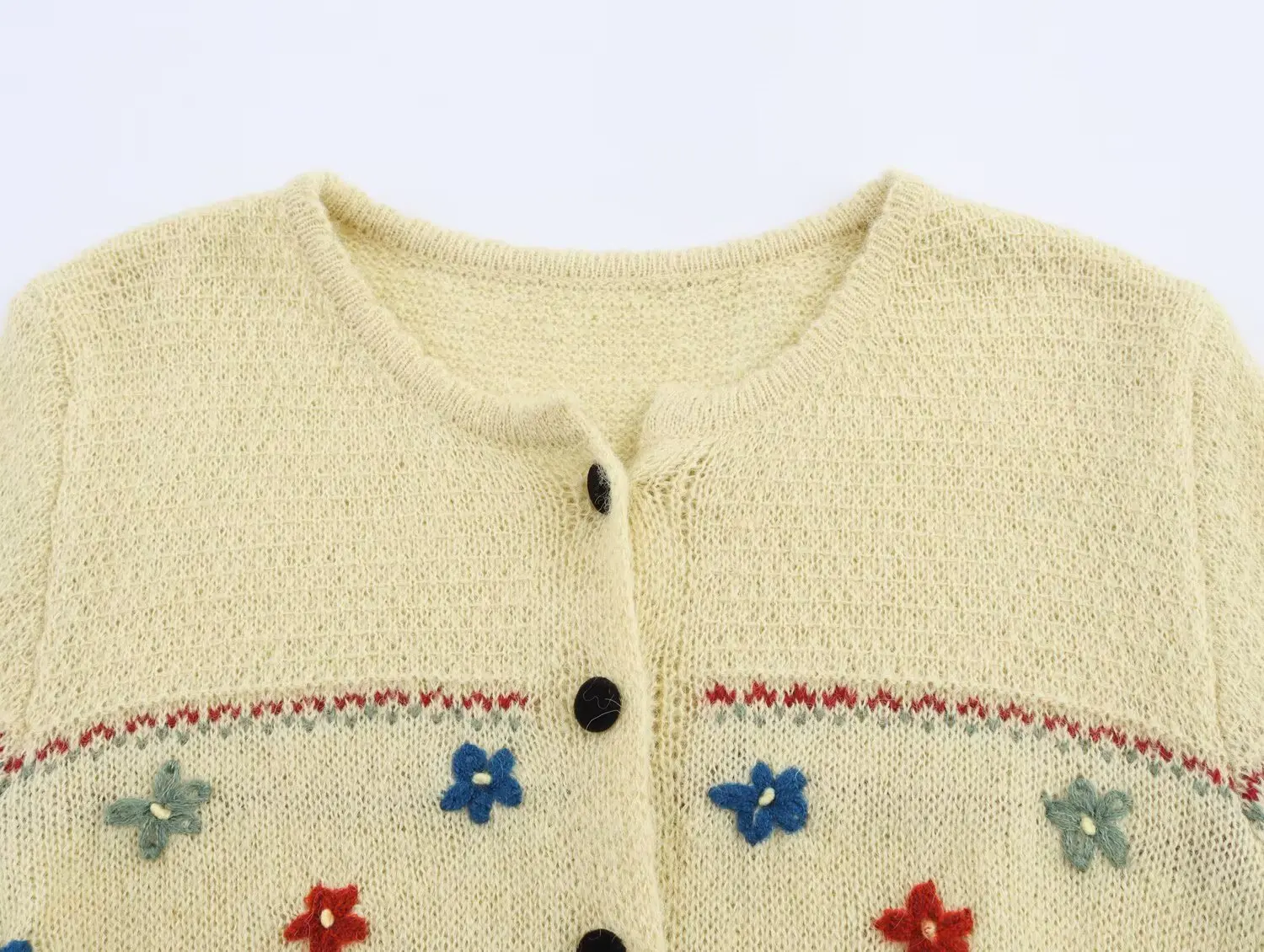 Camicia lavorata a maglia ampia vestibilità floreale con ricamo floreale monopetto a maniche lunghe casual nuova moda autunnale per donna, 3 colori