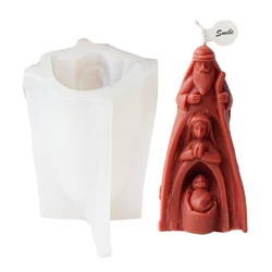 Jesus Familie Silikonform 3D Statue Kerzenform DIY Aromatherapie Kerzenherstellung Werkzeug Harz Gipsform für Weihnachten