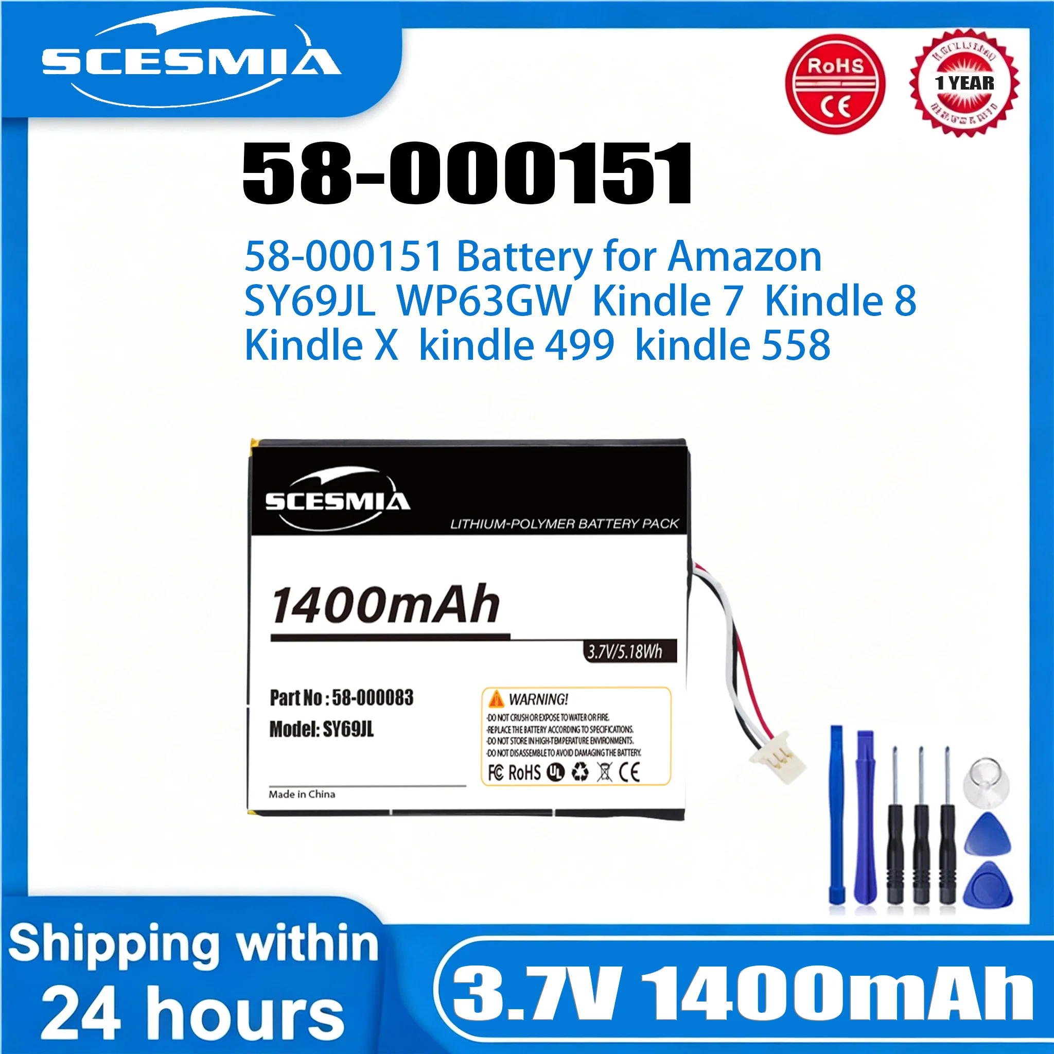 1400Mah Replacemeny Battery for Amazon Kindle 7 7Th Gen 6