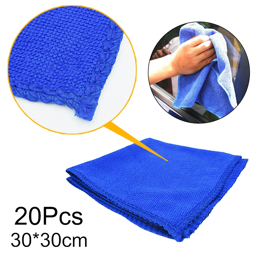 20x Washable Cleaning Auto Car Detailing Soft Cloths Wash Towel Duster 30*30cm Polyester High Water Absorption Microfibre Cloth