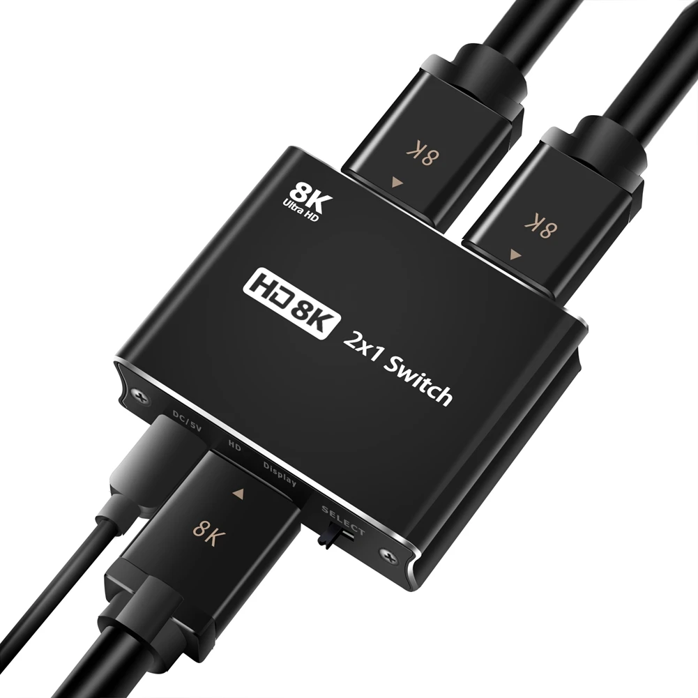 E@MB*RA*aCE^HAPPYa 8K HDMI-Compatible Switcher 2 in 1 OUT Switcher 4K@120Hz 8K@60Hz 8K 2x1 Switch Video Converter for PS4 PS5 DV
