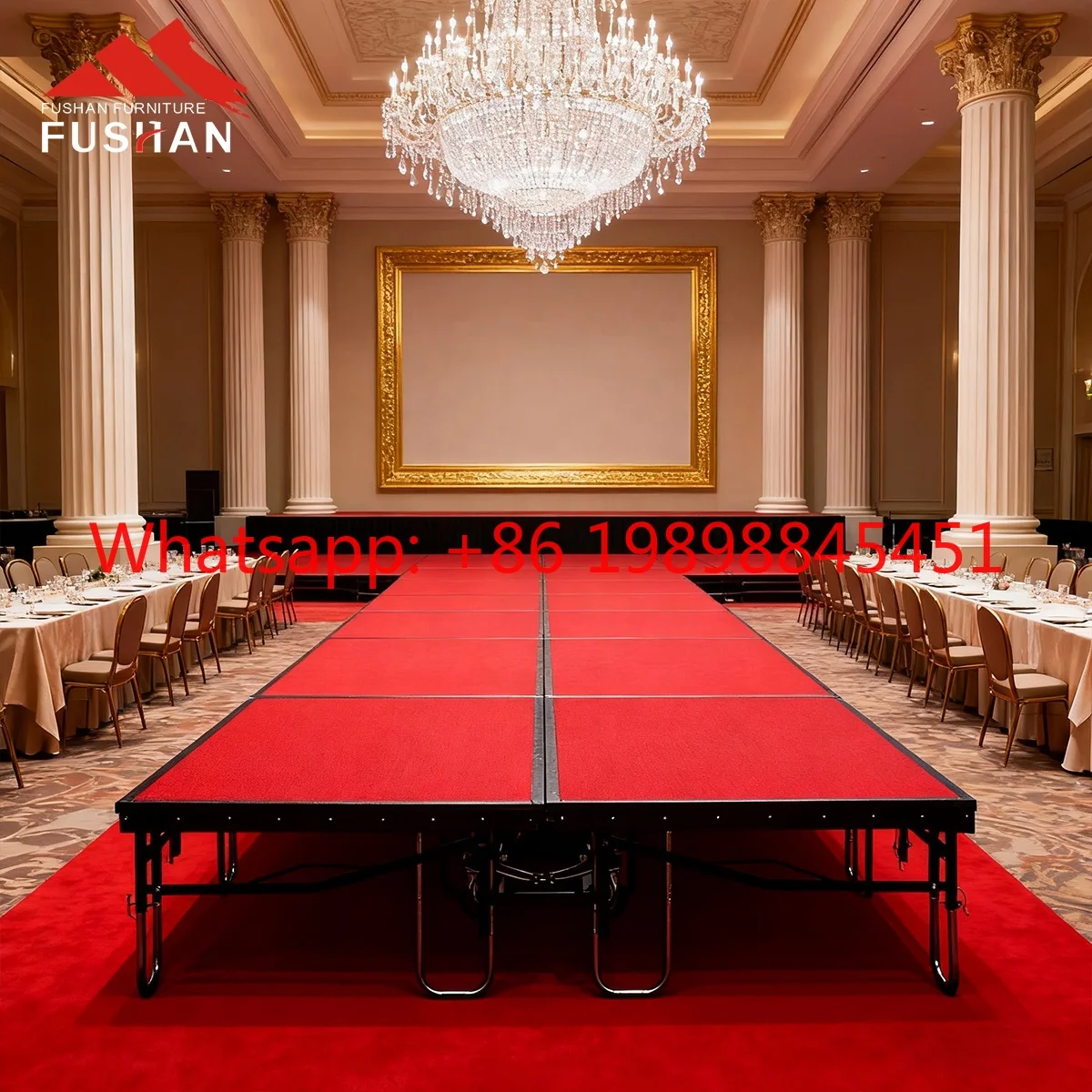 Wholesale Adjustable Metal Folding Stage with Carpet for Hotel Banquet Event Parties
