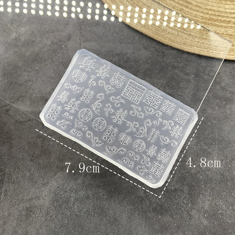 Chinese Style Retro Carving Mould Manicure DIY UV Gel Drip Mold Totem Fu Character Lucky Chic 3D Reliefs Silicone Nail Accessory