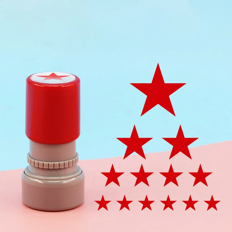 School Teachers Family Use Red Five-pointed Star Stamp Encourage Children Teaching Award Stamp Automatic Ink