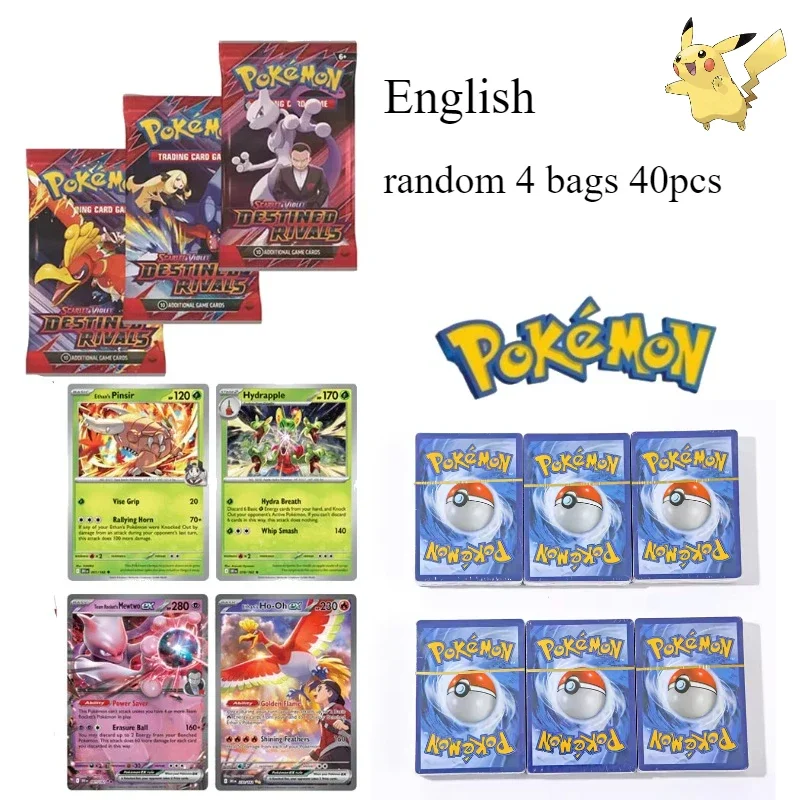40 Uds. Baraja de cartas de Pokémon EVOLVING SKIES Pikachu juegos de fiesta en inglés mesa Pokemon tarjeta de juego comercial juguete de regalo para niños