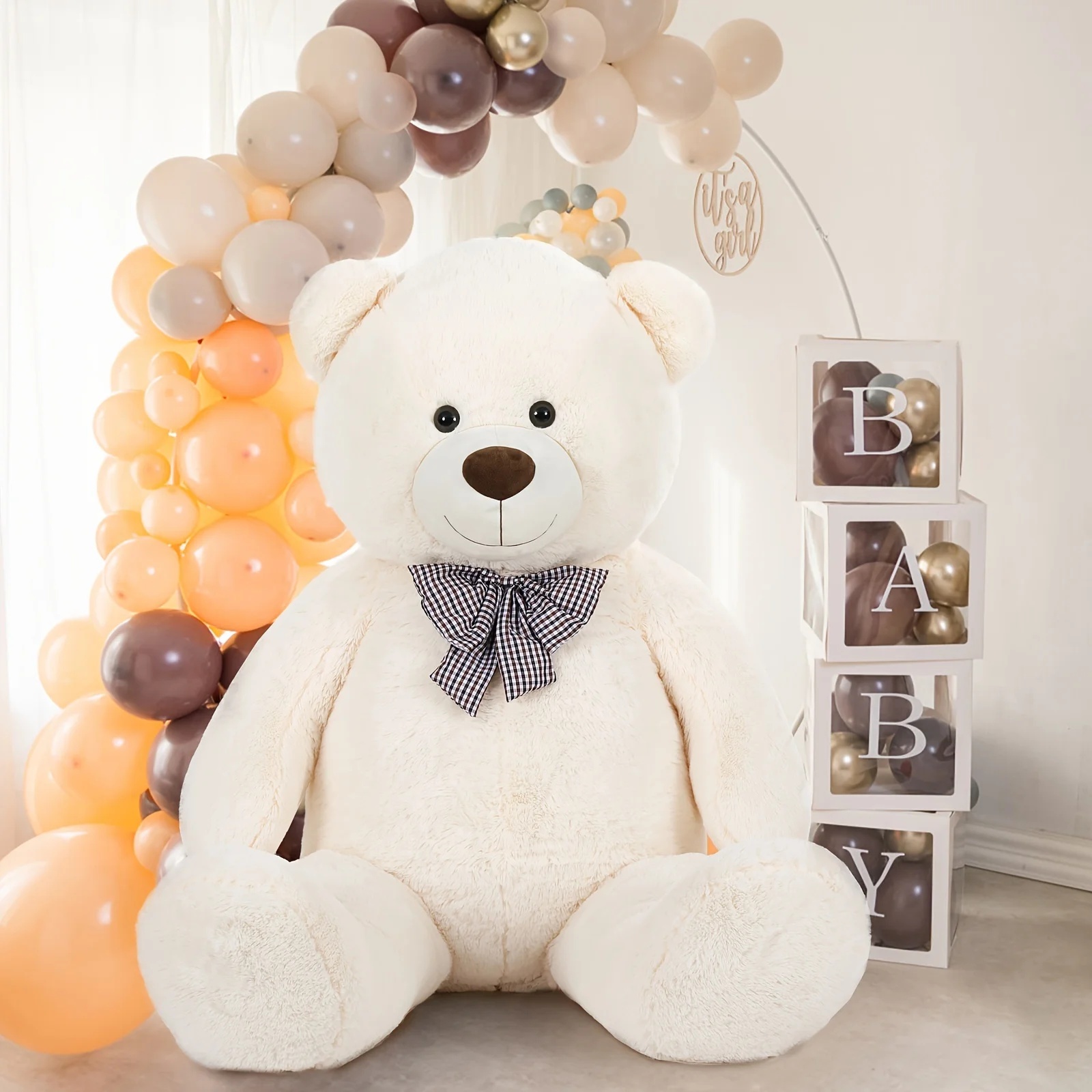 

Giant Teddy Bear 6 Feet - Soft Polyester Stuffed Animal with Ultra Soft Fur, Glossy Eyes, and Unique Bow Tie