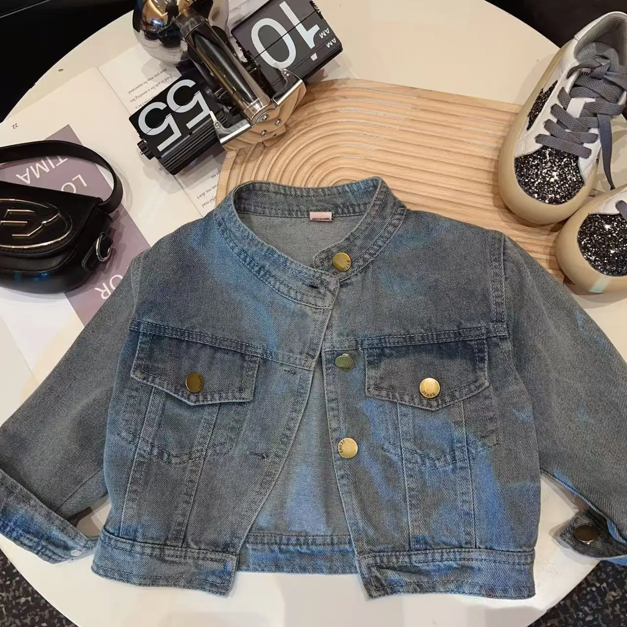 Girls' Spring Denim Jacket Children's New Top Foreign Style Men's and Women's Treasure Spring and Autumn Outer Korea