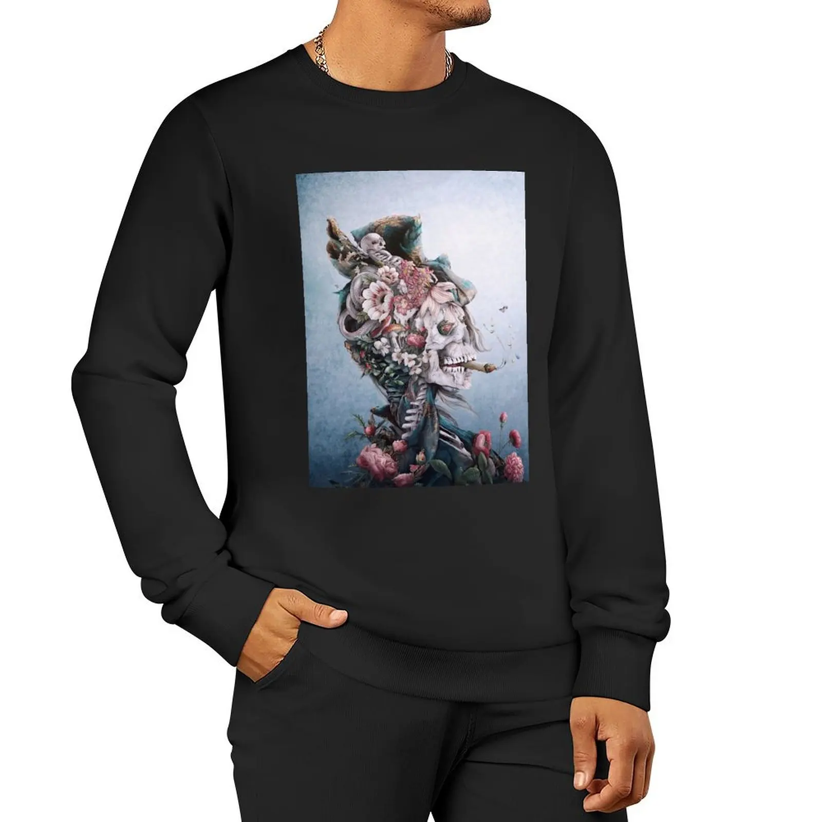 Floral Skull II Pullover Hoodie men's autumn clothes sweatshirts for men