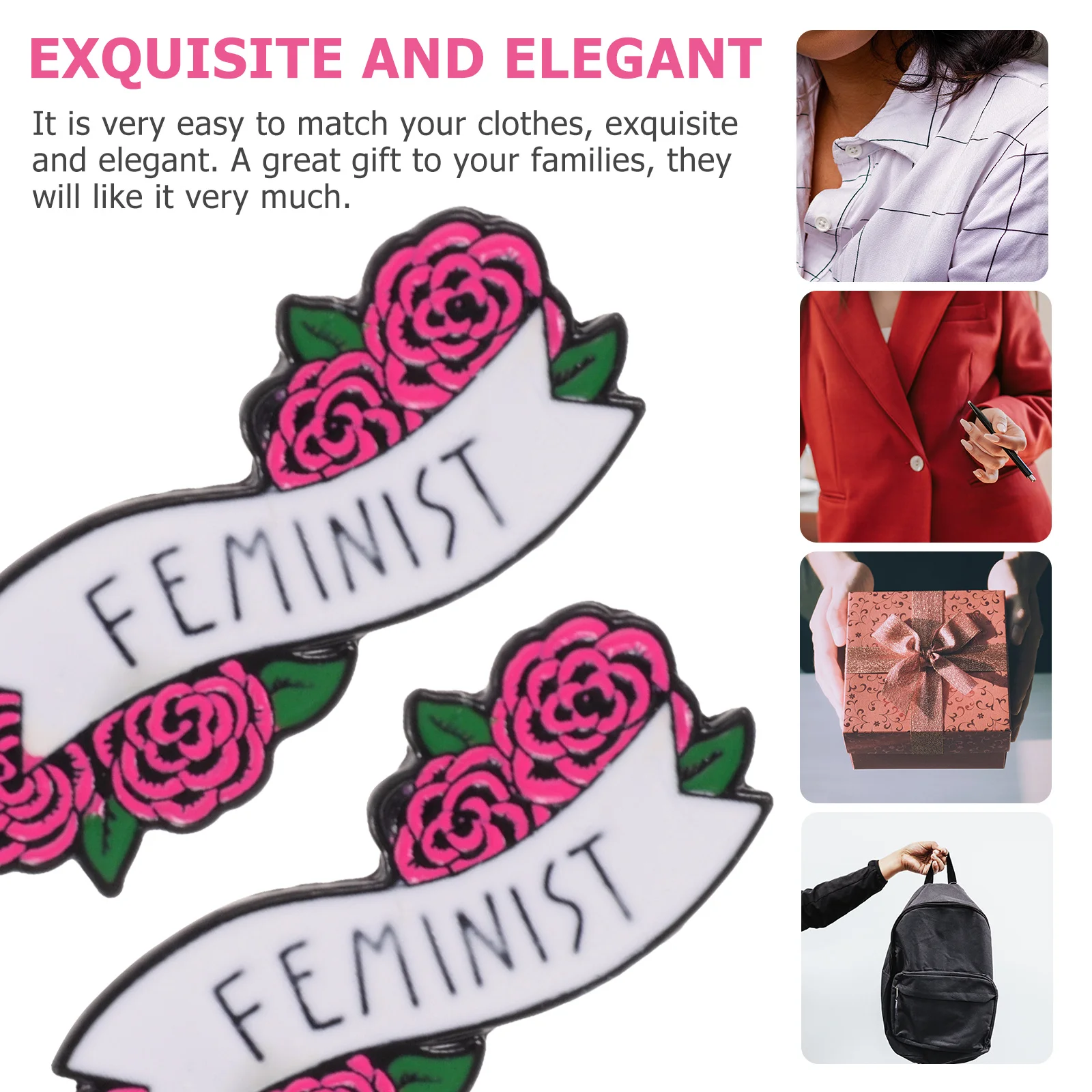 1Pcs Durable Rose Letters Brooch Fine Craft Details Attractive Breastpin Easy to Match Various Styles Suit Jeans Decor