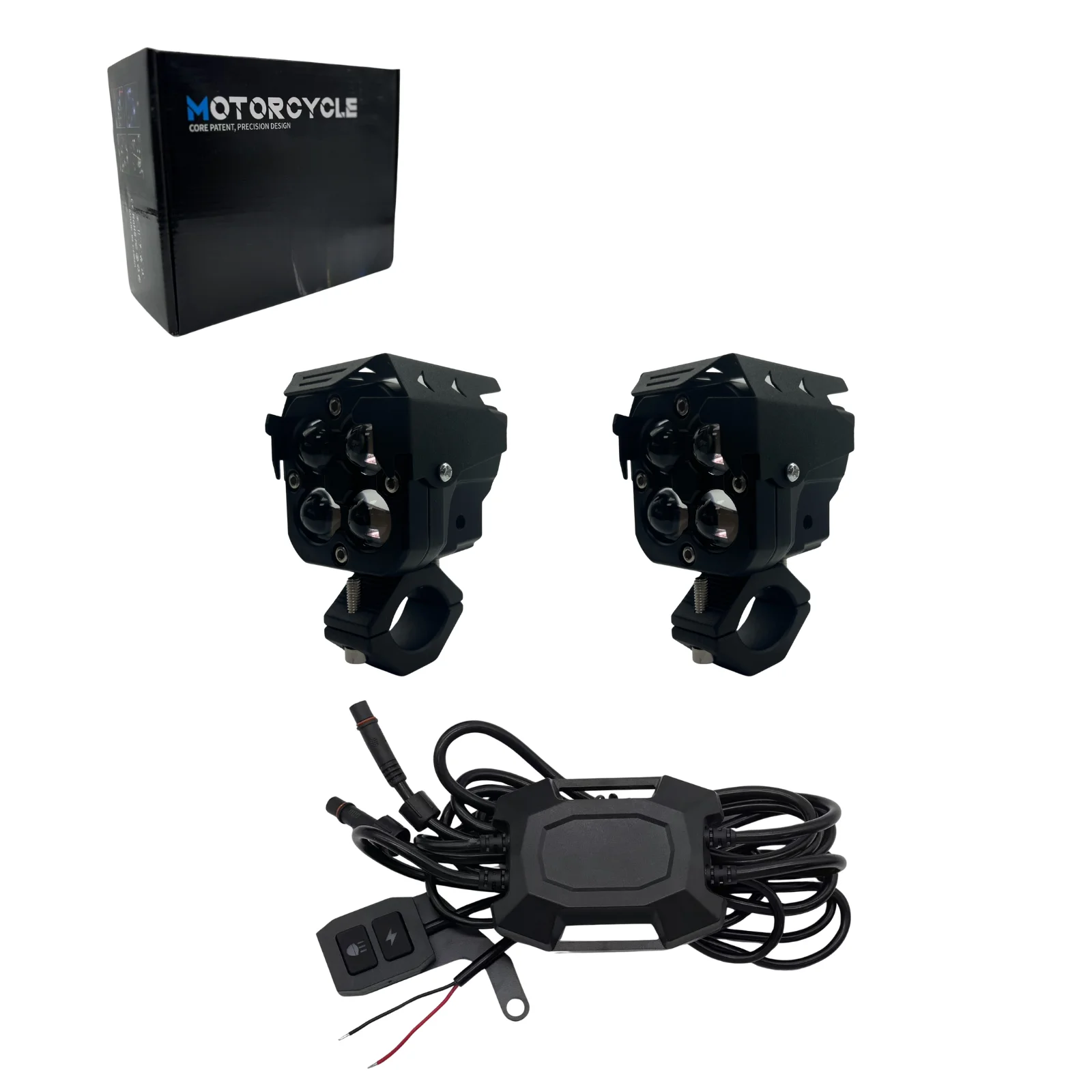 

2PCS LED Motorcycle Driving Spotlights with Wiring Harness & Switch | 60W Fog Lights for Adventure Off-Road Motorbike ATV UTV