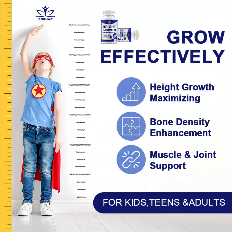 Height Growth Calcium Vitamin D3 Grow Taller Capsules Bone Strength Vitamin Supplements for Adults and Teen Support Immune