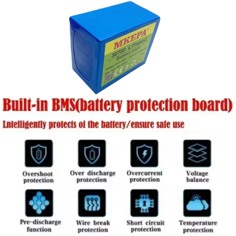 12.8V/14.6V 38Ah 32700 Lifepo4 battery 150A BMS Robot wheelchair electric boat UPS toy car drone uninterruptible power supply