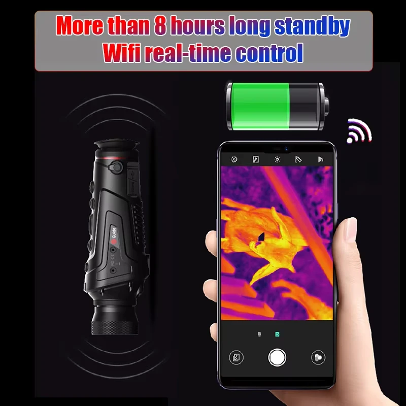 Handheld Thermal Imaging Monocular Sensitivity Monocular with WiFi Night Vision for Night Hunting TK421