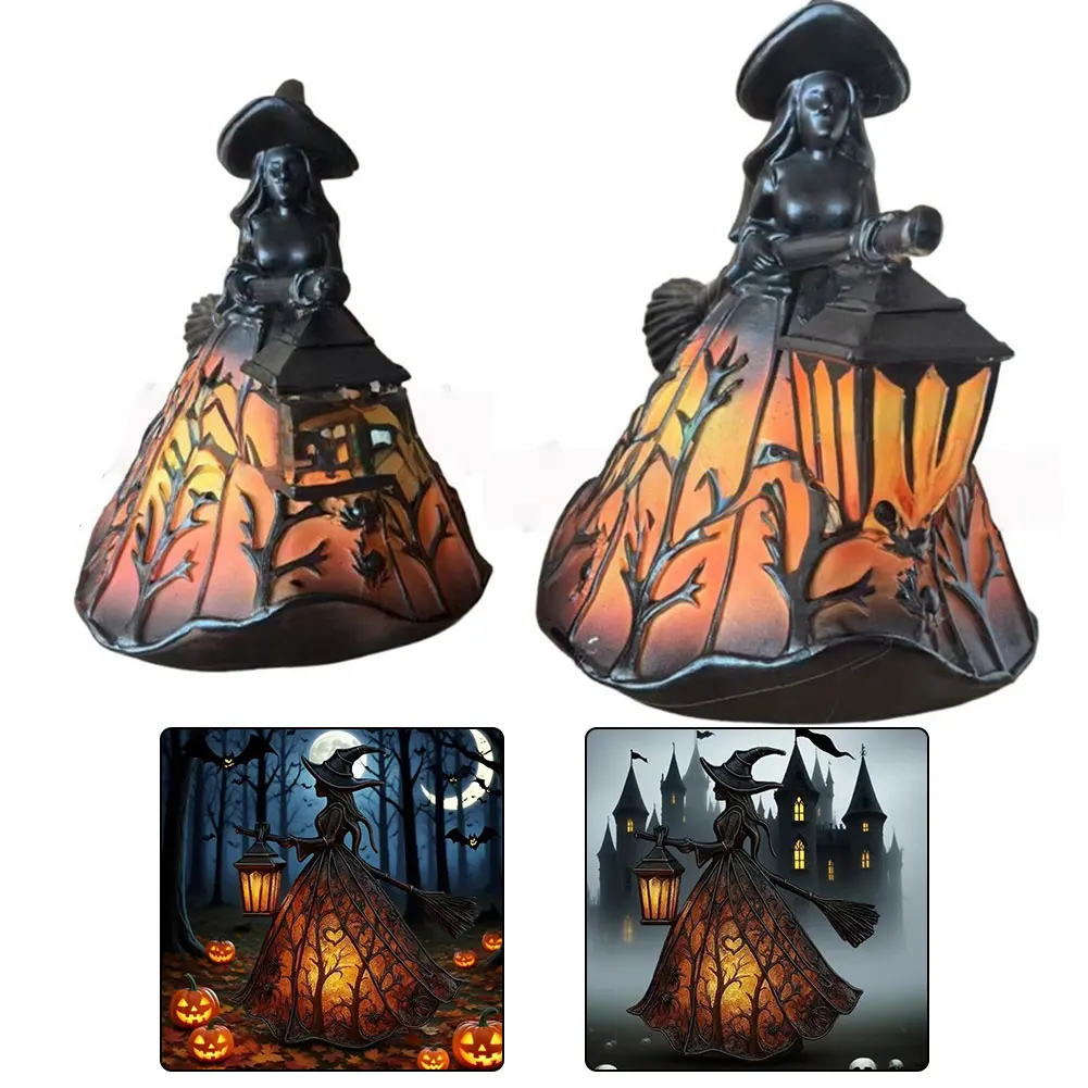 

1PC Halloween Witch Lamp Stained Gothic Witch Hat Led Lamp L/S Witch Light Halloween Party & Holiday DIY Decorations Parts
