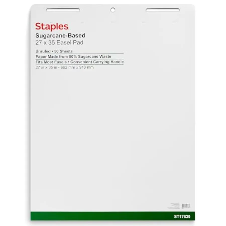 

Бумага для мольберта STAPLES, 27 x 35 дюймов, белая, 50 листов/блок, 4 блока/коробка