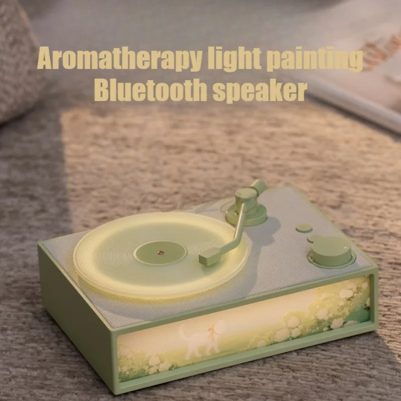 Retro Aromatherapy Black Glue Speaker Light Painting Nightlight Radio Card Insertion Audio Cable Wireless Bluetooth Speaker