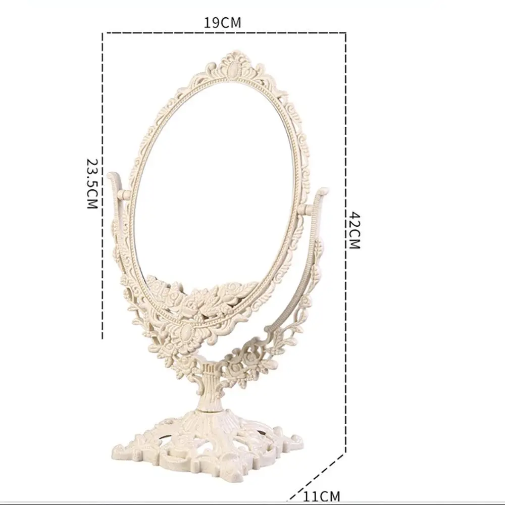 مرآة مكياج عالية الوضوح قابلة للتعديل ، مرآة سطح المكتب على الوجهين ، ريترو منزلي ، دوران بدرجة ، جديد