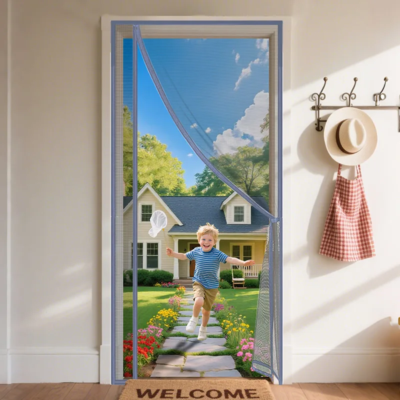 DTGJ Magnetic Door Screen Mosquito Net Grey Side Open Fly Insect Mesh Proof Flight Summer and Kitchen Indoor Invisible Net