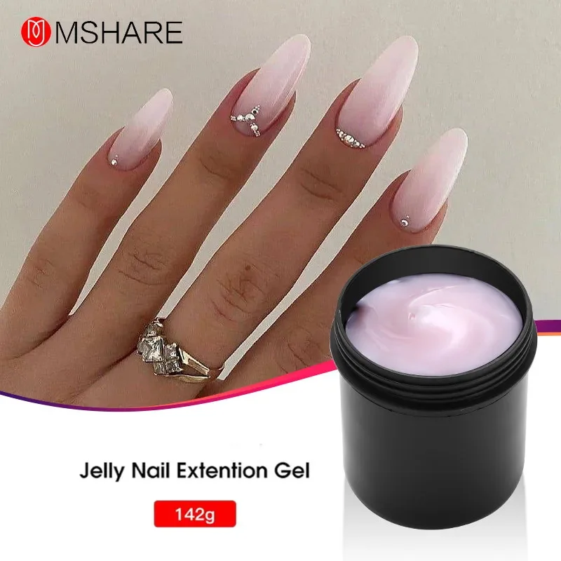 MSHARE Jelly  Gel Pink White Cream for Nail Extension Fast Extending Medium Soft Gel Clear Milky Rose 142g