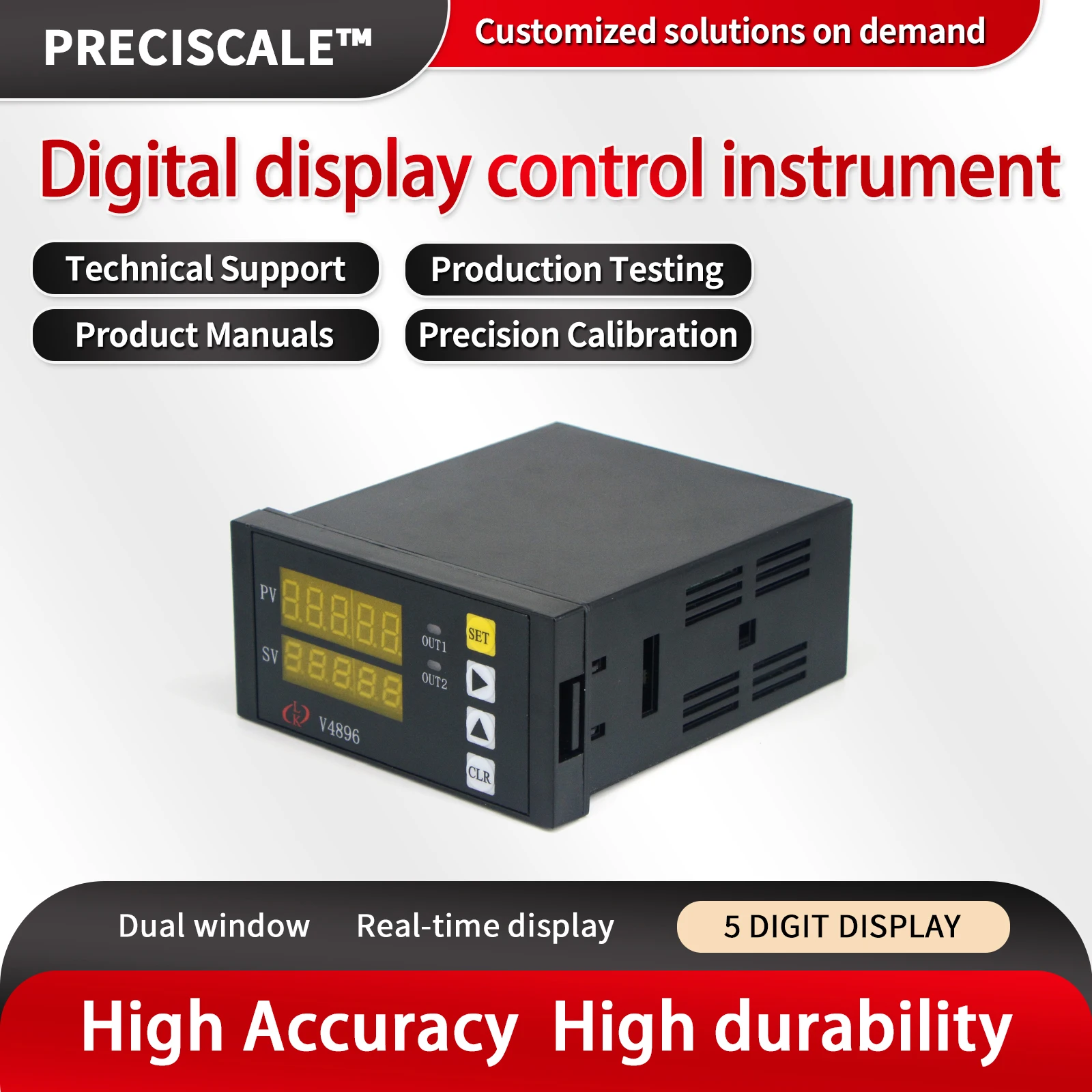 

Load Cell Indicator Digital Weighing Scale Display AC195-242V Five Digit Display Adjustable Decimal Point Peak Holding