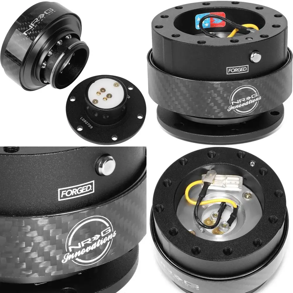 

Gen 2.0 Steering Wheel Quick Release Kit,Black Body, Black Carbon Fiber Ring, 6x70mm & 6x74mm Bolt Pattern, NRG-SRK-200CF