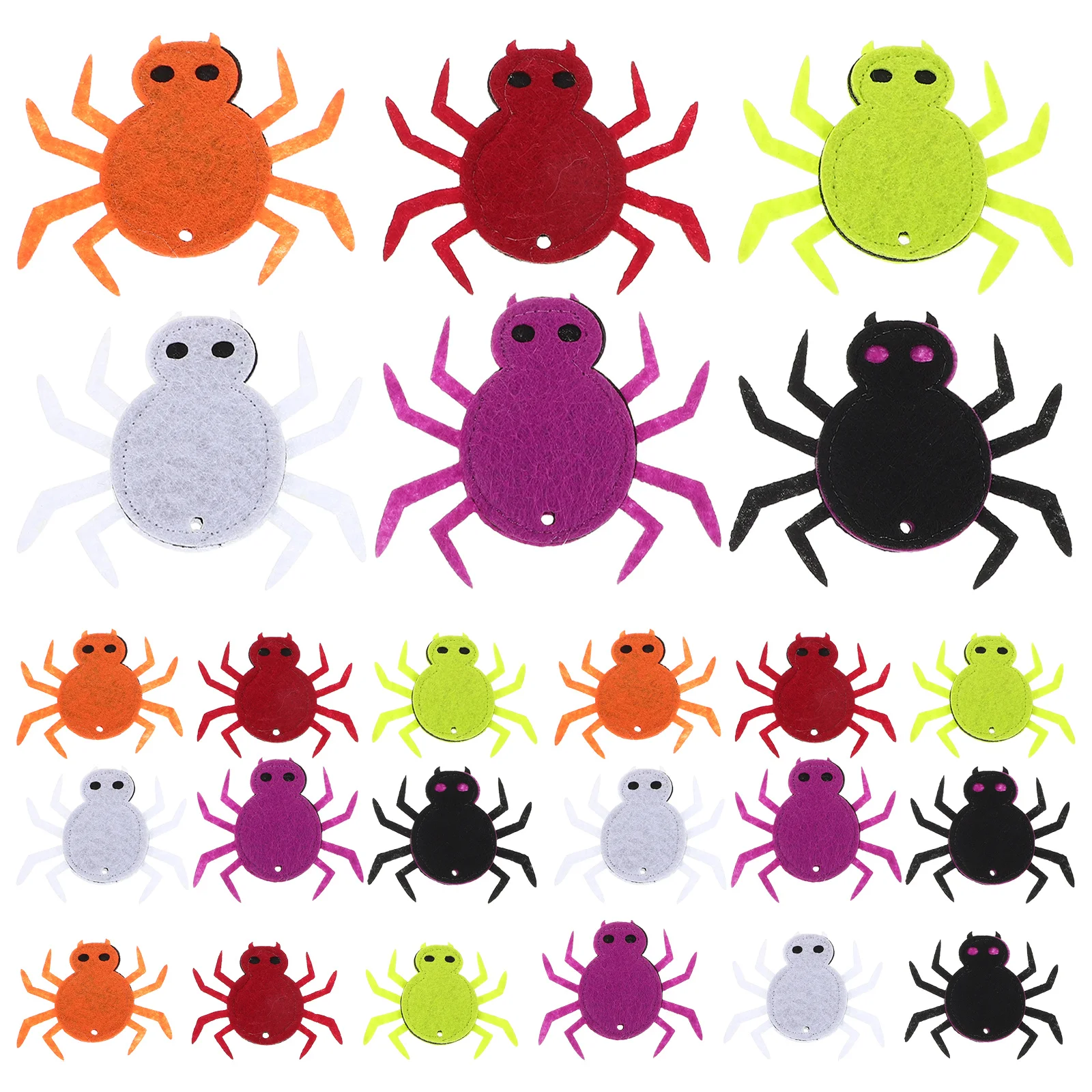 

24pcs Halloween Decorations Felt Spider Diy Craft For Party Outdoor Use, Sew On Patches Jewelry Making Charms Party Supplies