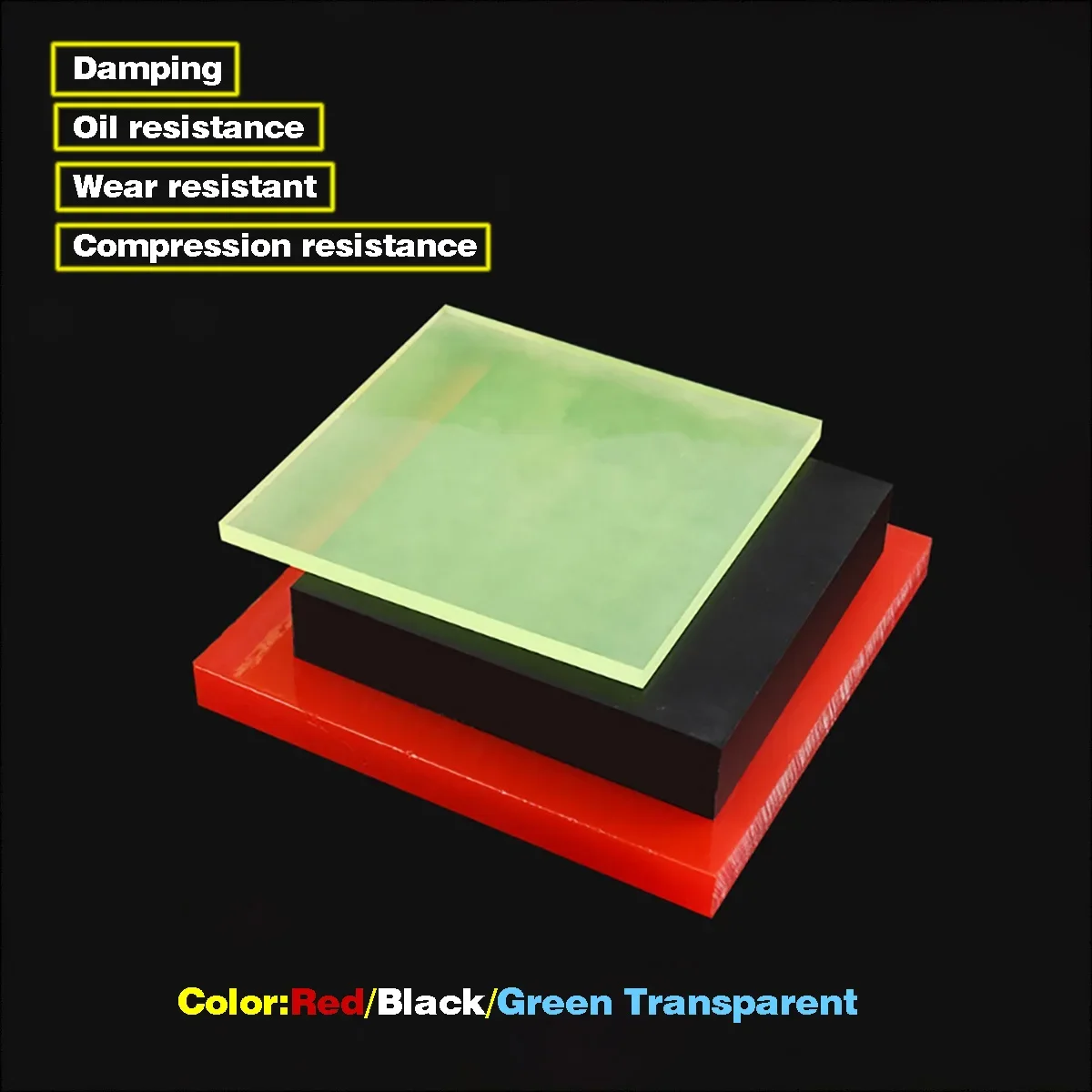 

PU Damping Pad, Plastic Sheet, Oil Resistant Colored Polyurethane Elastic Rubber Sheet, Thickness=2/3/4/5/6/8/10/12/15-35mm