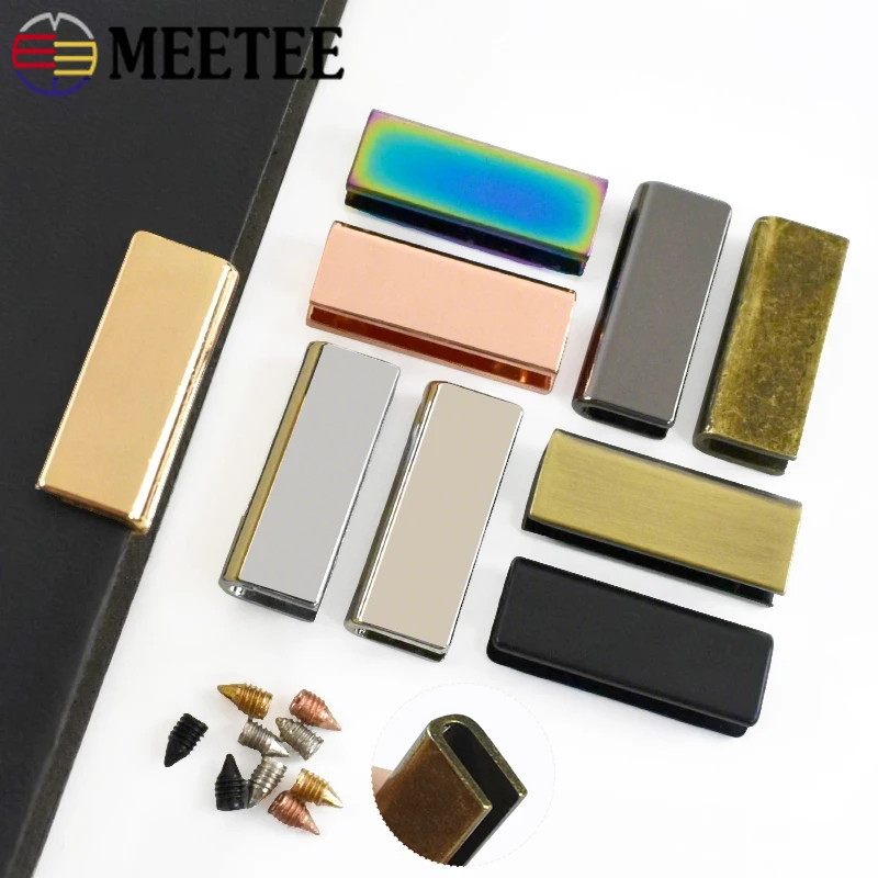 

5/10Pcs 20-50mm Metal Buckle Leather Corner Protective Cover Belt Tail Clip with Screws Ribbon End Stop DIY Hardware Accessories