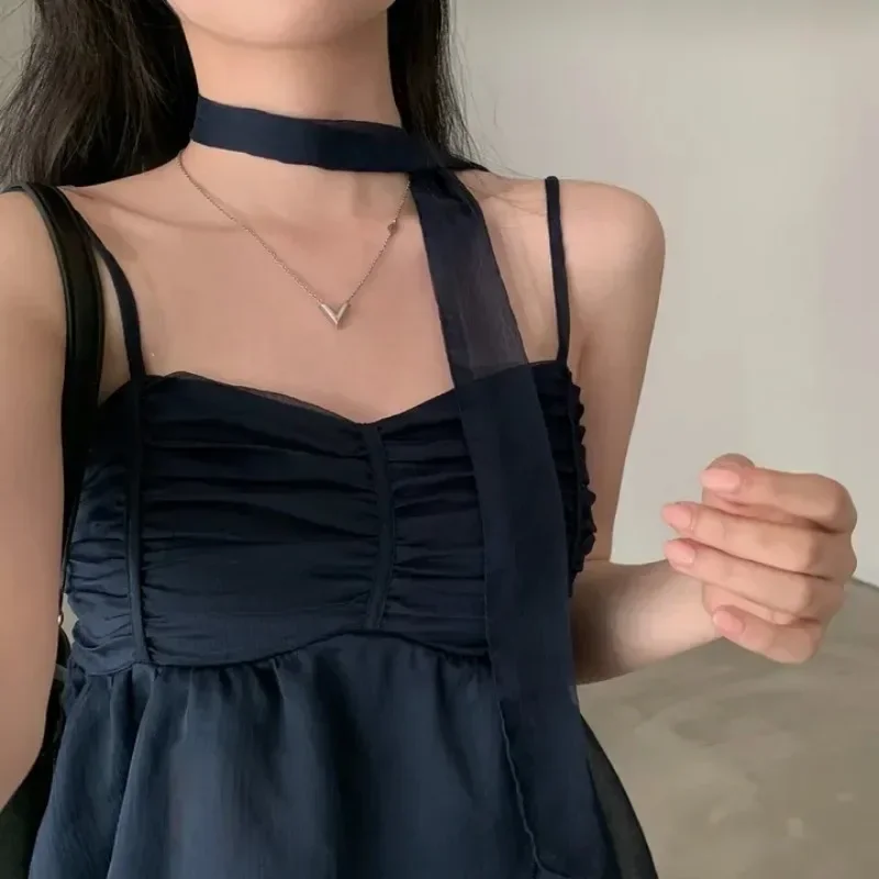 2000s Aesthetic Sleeveless Solid Tops Hot Girls Korean Fashion Sweet Tank Top Summer Casual Basic Pure Color Camis Woman Chic