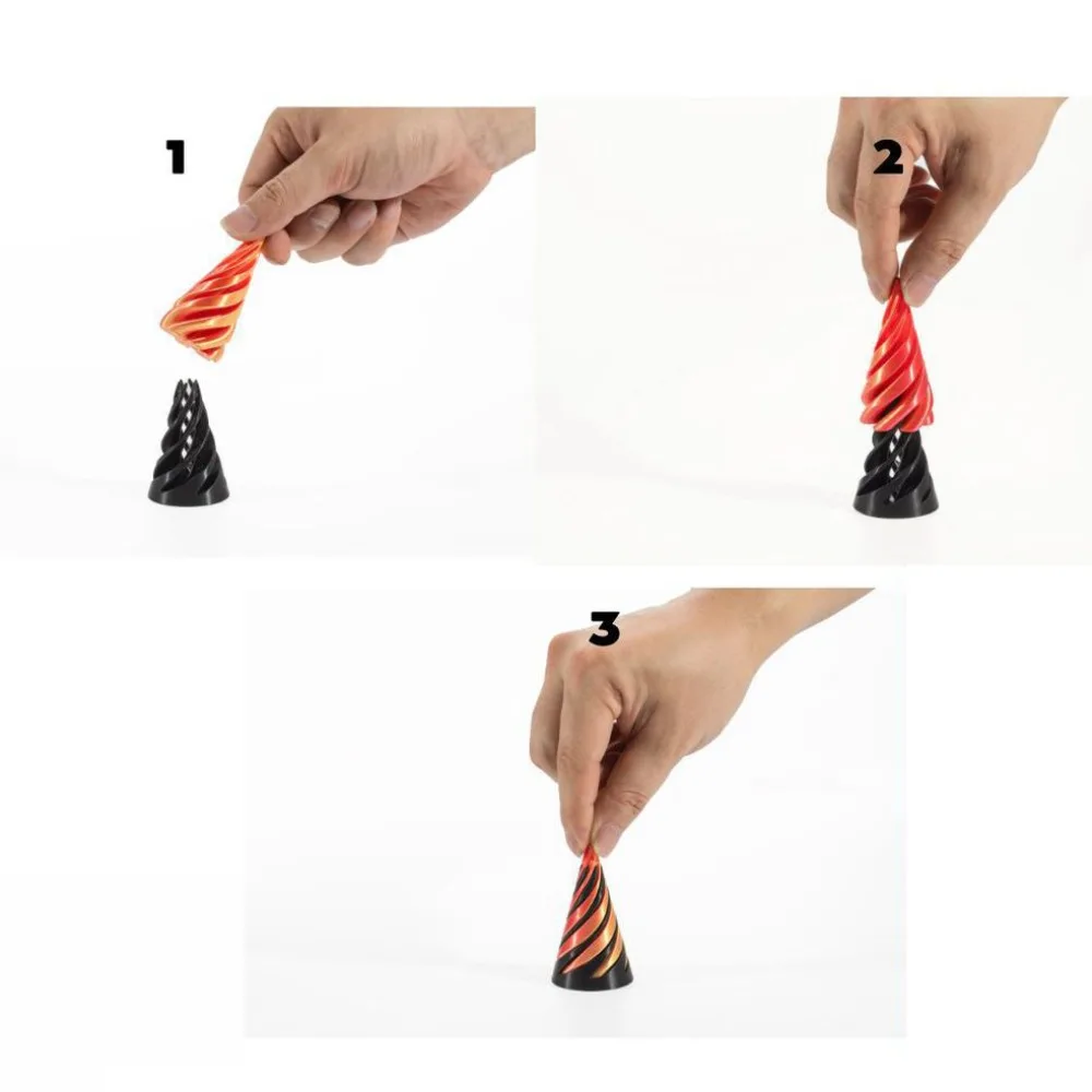 

2Pcs Passthrough Sculpture 3D Printed Spiral Cone Decorative Ornaments Impossible Pyramid Helix Nut Vortex Thread Helix Screw